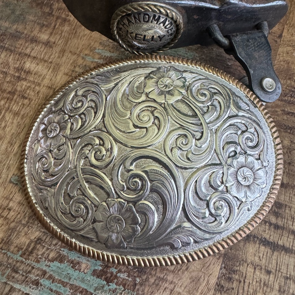 Montana Silversmiths Sterling Silver Plate Western Belt ~ Mens